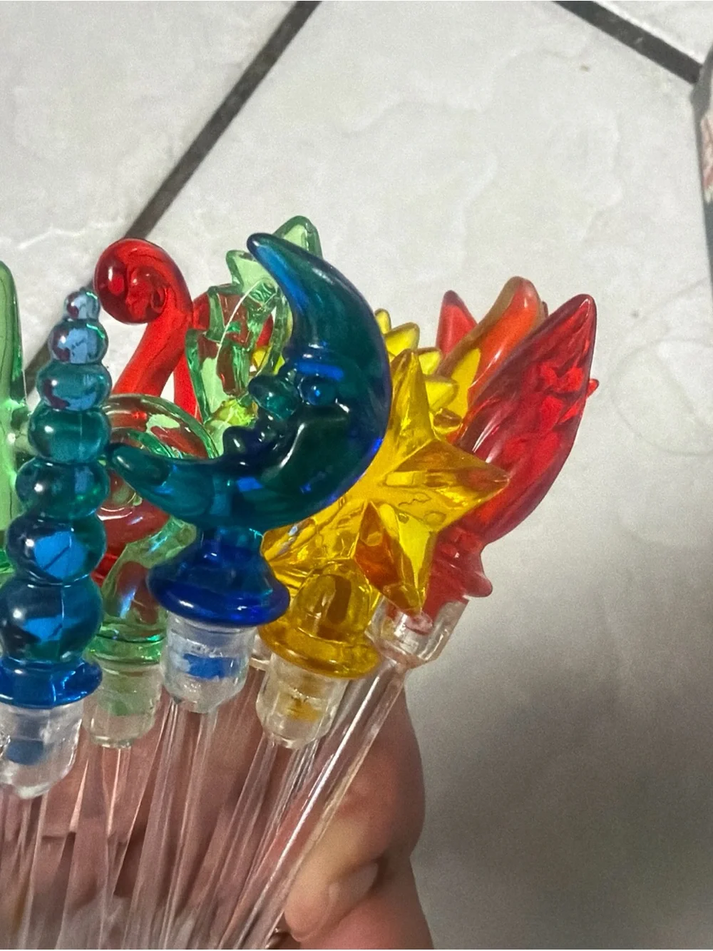 Vintage lot 12 Tulip Swizzle Stir Sticks 8” Long Assorted Color 80's Plant stick